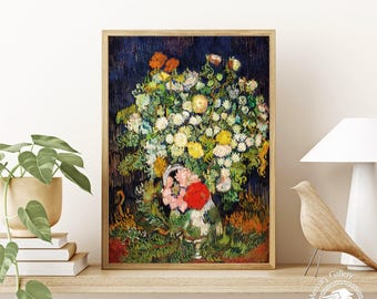 Van Gogh Bouquet of Flowers in a Vase Art Print, Vintage Floral Wall Decor