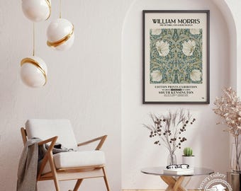 William Morris Exhibition Poster, Vintage Floral Wall Art