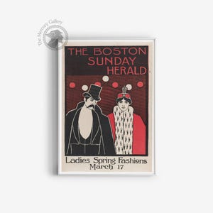 Impression Art déco Boston Herald, art mural publicitaire vintage image 5