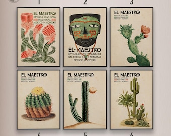 Iconic El Maestro Mexico Print Set, Mexican Wall Art Decor, Mexican Exhibition Poster Set, Housewarming Gift
