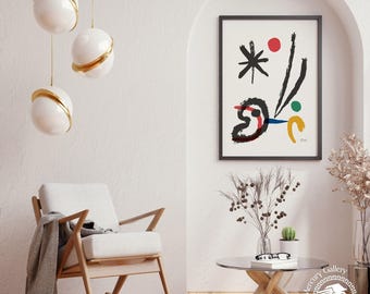 Joan Miro Lithograph, Abstract Art Reproduction Print
