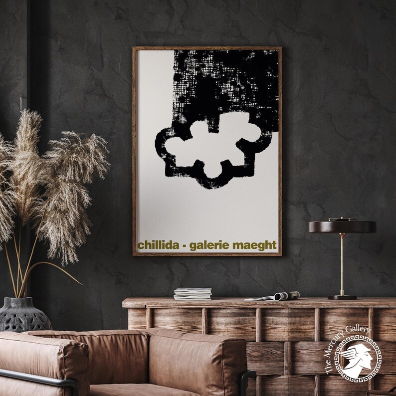 Chillida Galerie Maeght Poster: Abstrakter Schwarz & Weiß Kunstdruck Bild 5