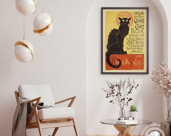 Le Chat Noir Poster, Vintage French Black Cat, Rodolphe Salis Print