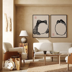 Japanese Frog and Cat Print Set, Vintage Animal Wall Art - Etsy