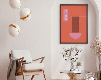 Ramen Noodle Poster, Asian Culture Print, Large Wall Art
