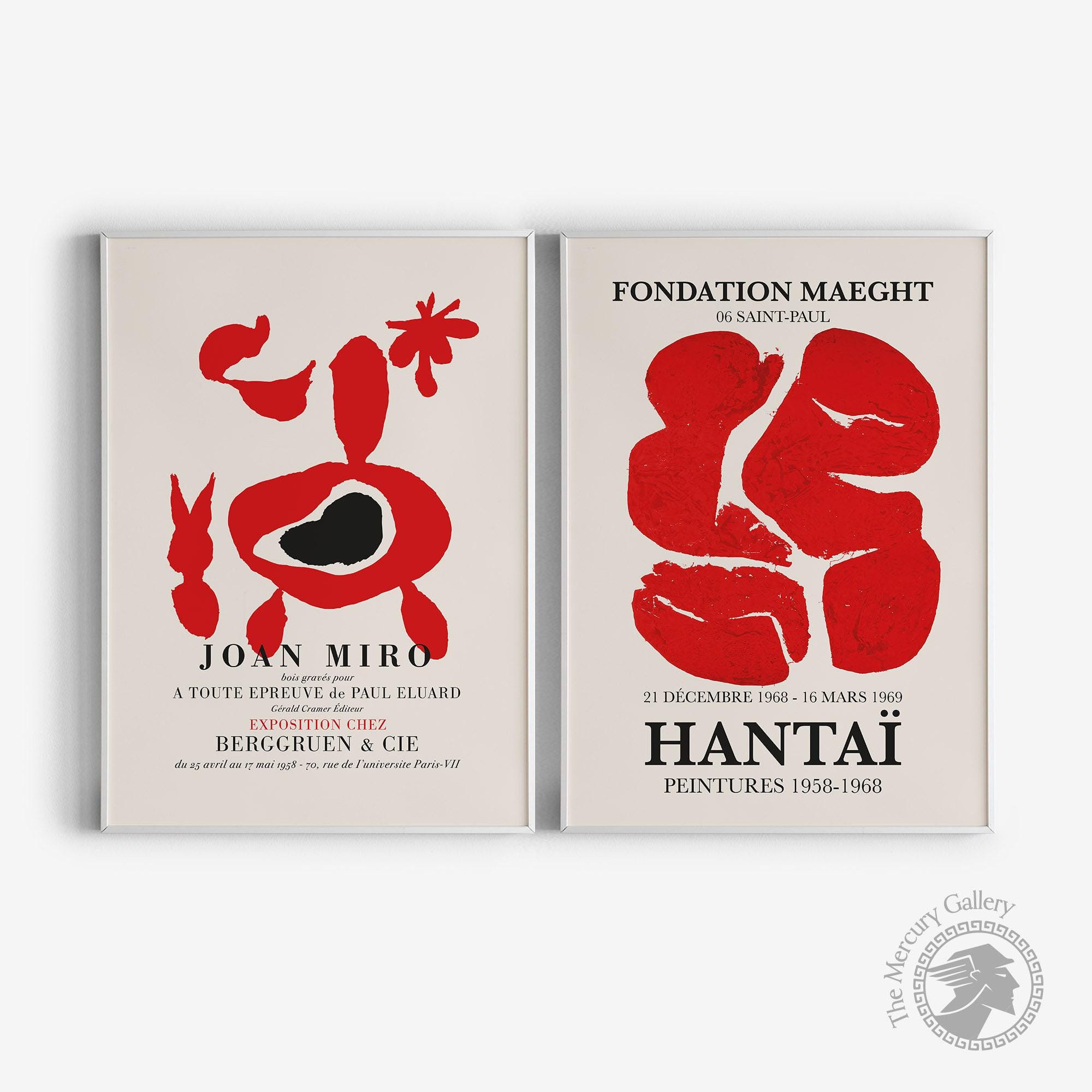 Joan Miro & Hantai Exhibition Poster Set, Modern Gallery Wall Art
