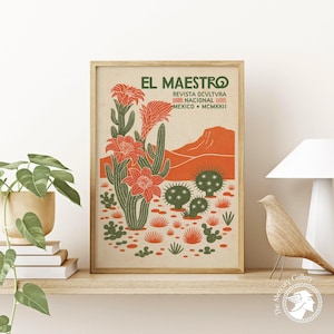 Vintage Mexican Cactus Poster, Retro Botanical Print, El Maestro Cover Art