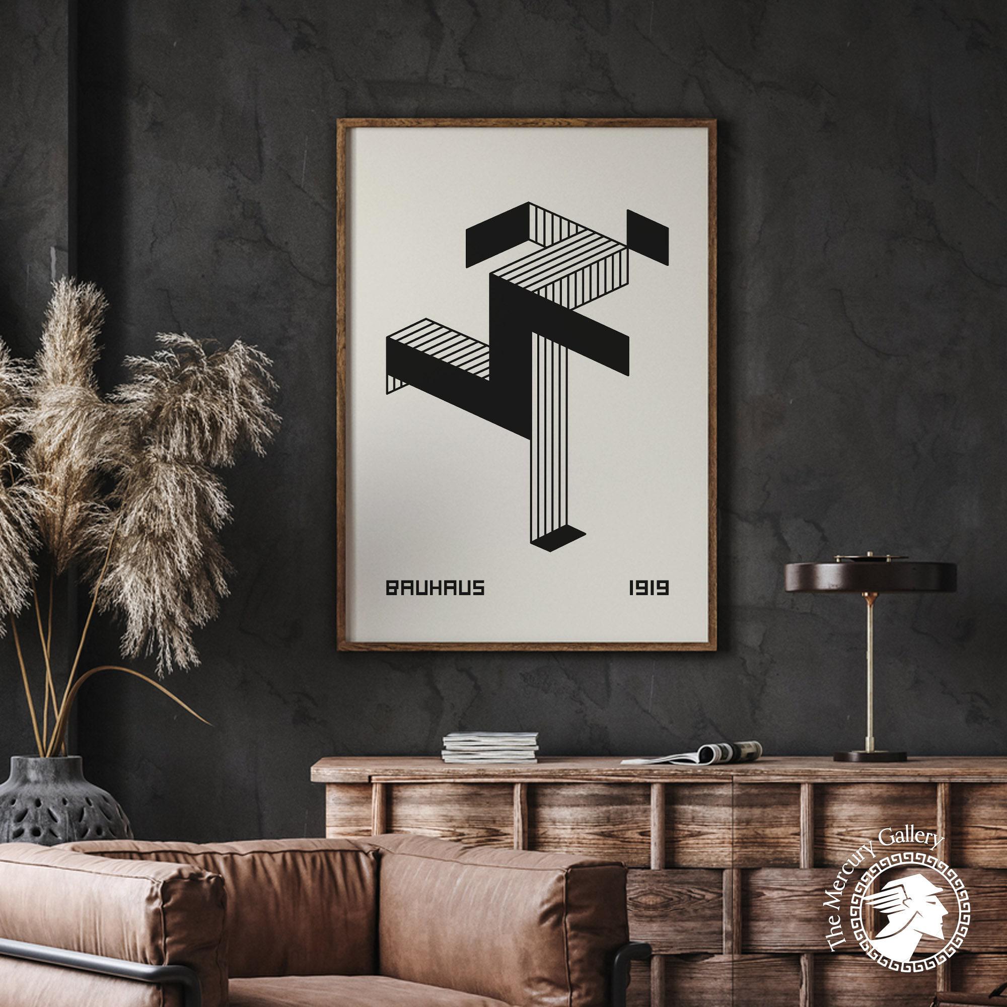Bauhaus Running Man, Black Art Decor, Black Runnig Man Geometric