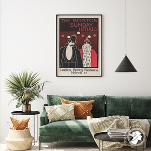Impression Art déco Boston Herald, art mural publicitaire vintage image 4