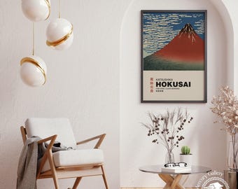 Red Fuji Japanese Art Print, Katsushika Hokusai Reproduction