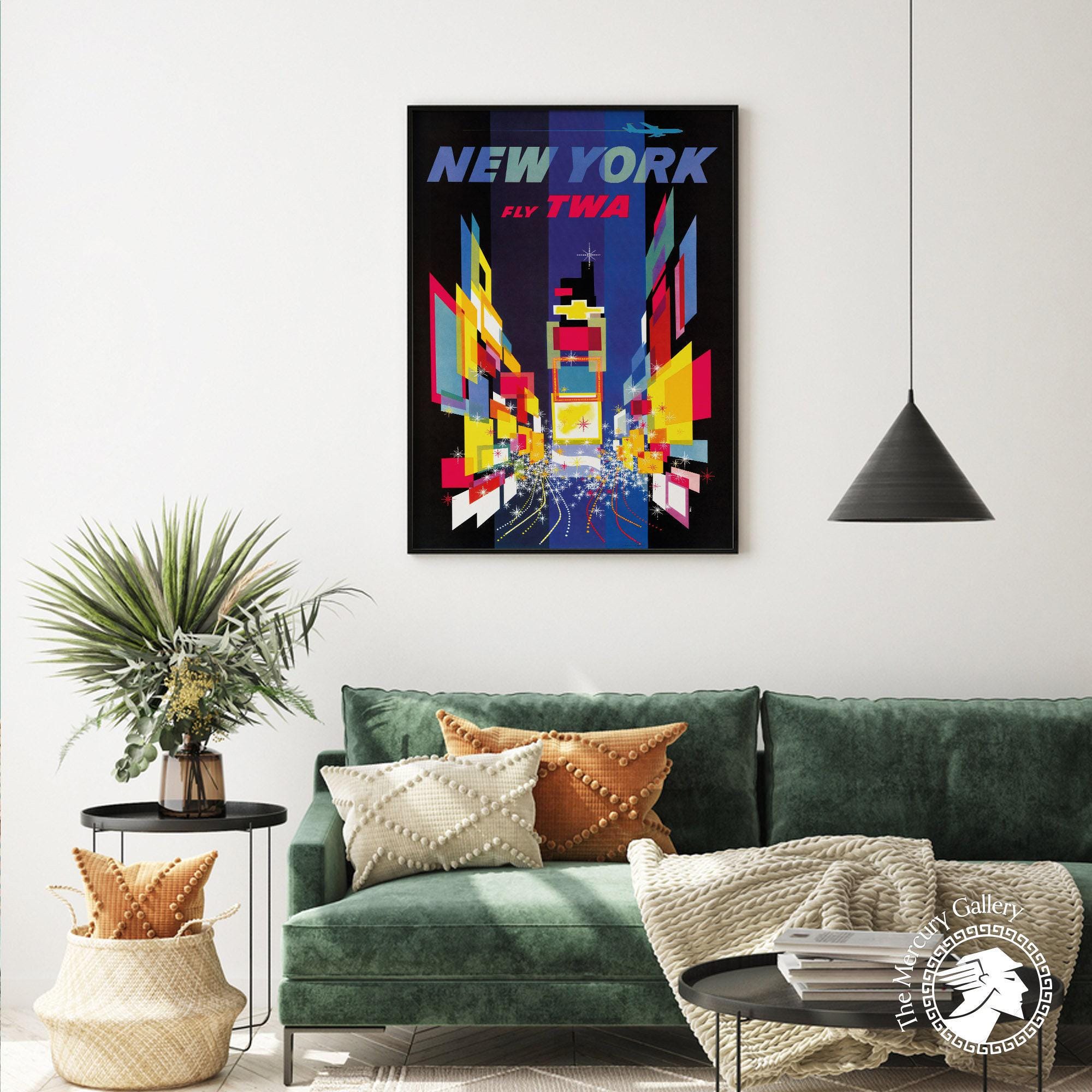 Vintage New York Travel Poster Print, Colorful Wall Art - Etsy