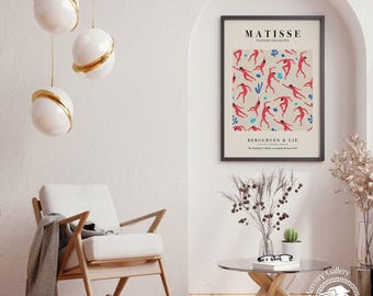 Impression de figures de danse Matisse, rouge doux, affiche d'art vintage