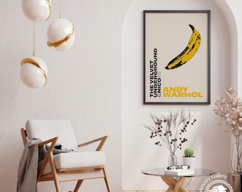 Andy Warhol Banana Wooden Framed Art, American Pop Art, Vintage