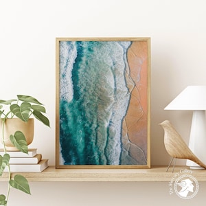 Vertical Ocean Wave Print: Aerial Beach Photography, Minimalist Wall Art
