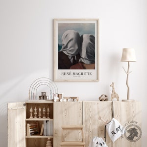 Cartel de Rene Magritte, The Lovers - 1928, Arte de pared inspirador, Impresiones de arte de pared moderno, Idea de regalo de arte moderno, Arte de pared grande imagen 8