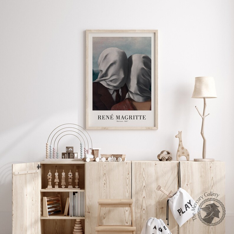 Cartel de Rene Magritte, The Lovers - 1928, Arte de pared inspirador, Impresiones de arte de pared moderno, Idea de regalo de arte moderno, Arte de pared grande imagen 8