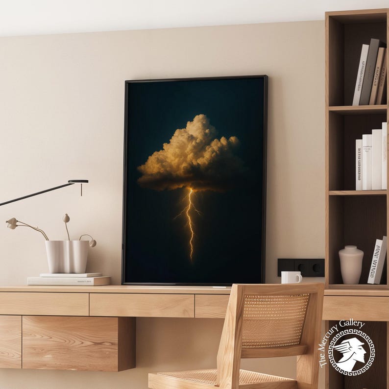 Lightning Storm Wall Art Print With Dramatic Cloud and Thunderbolt ...