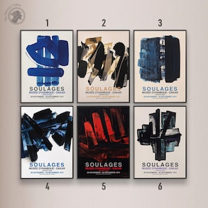 Pierre Soulages Poster Sets, Pierre Soulages Print, Abstract Art, Combine Soulages Prints, Abstract Print, Minimalist, Interior Design