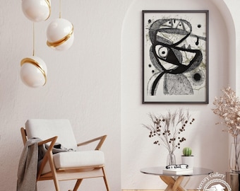 Joan Miro Exhibition Poster, Abstract Lithograph Art Print