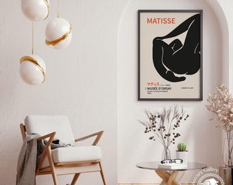 Impresión de desnudo negro de Matisse, arte mural francés