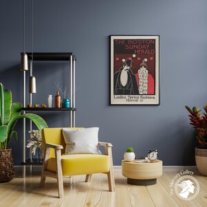 Impression Art déco Boston Herald, art mural publicitaire vintage image 9