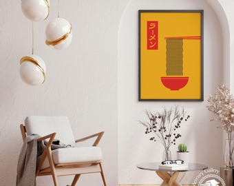 Stampa di ramen, arte della cucina giapponese, poster minimalista