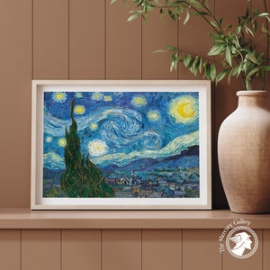Van Gogh, affiche vintage, La nuit étoilée 1889, Affiche du musée, Qualité galerie, Impression d&#39;art abstrait, Art mural