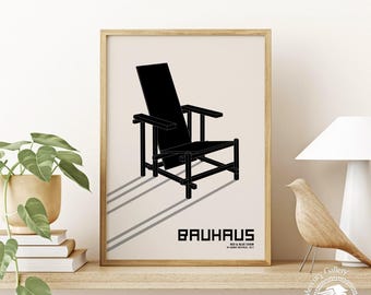 Bauhaus Chair Print, Rietveld Design, Minimalist Wall Art