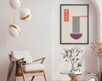 Ramen Noodle Poster, Japanese Wall Art