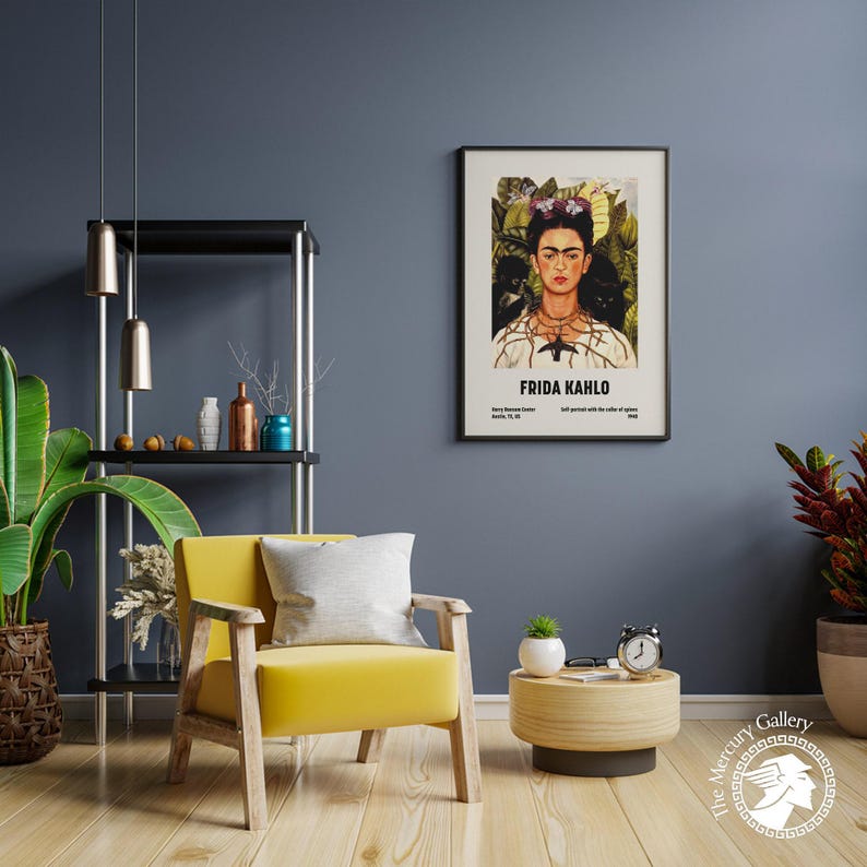 Frida Kahlo Self-Portrait Art Print, Feminist Artwork, Vintage Gallery Wall Art image 9