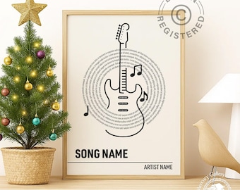Custom Guitar Song Lyrics Print: Personalized Music Poster - G01