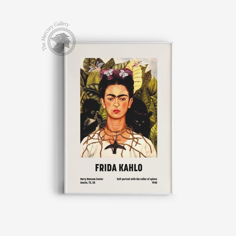 Frida Kahlo Self-Portrait Art Print, Feminist Artwork, Vintage Gallery Wall Art image 5