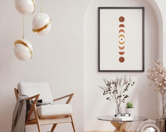 Mondphasen Print: Terrakotta Boho Celestial Wall Art