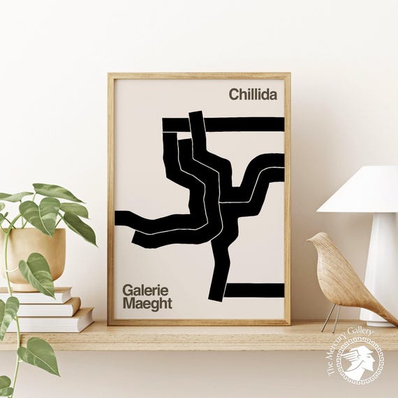 Chillida Exhibition Poster: Abstract Black and White Art Print