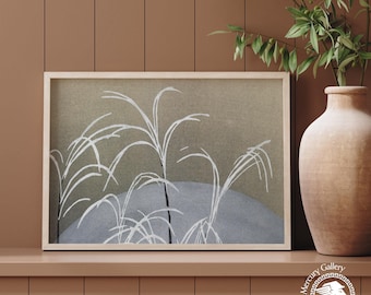 Asian Home Decor, Kamisaka Sekka Painting Print, Blue Frost from Momoyogusa, Japanese Woodblock Prints