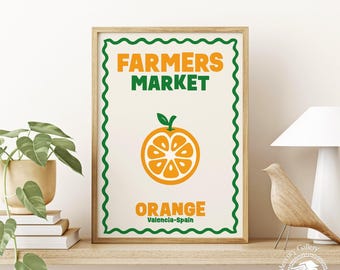 Valencia-oranje print | Minimalistische boerenmarkt keukenkunst
