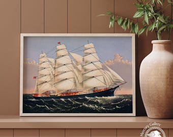 Clipper Ship 'Three Brothers' Vintage Nautical Art Print