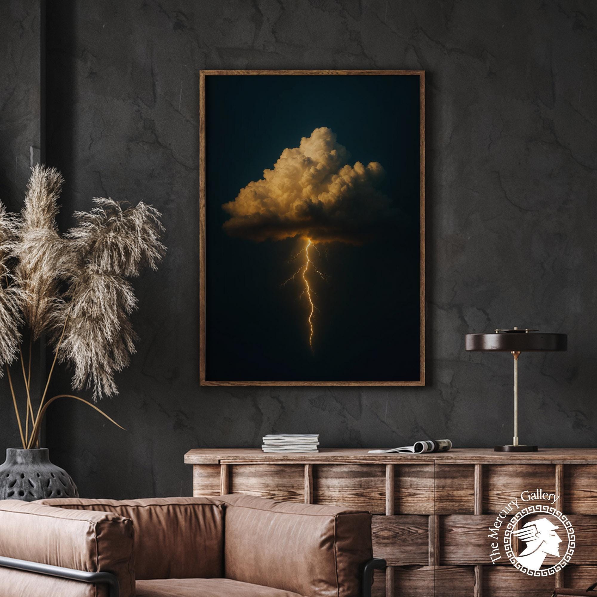 Lightning Storm Wall Art Print With Dramatic Cloud and Thunderbolt ...