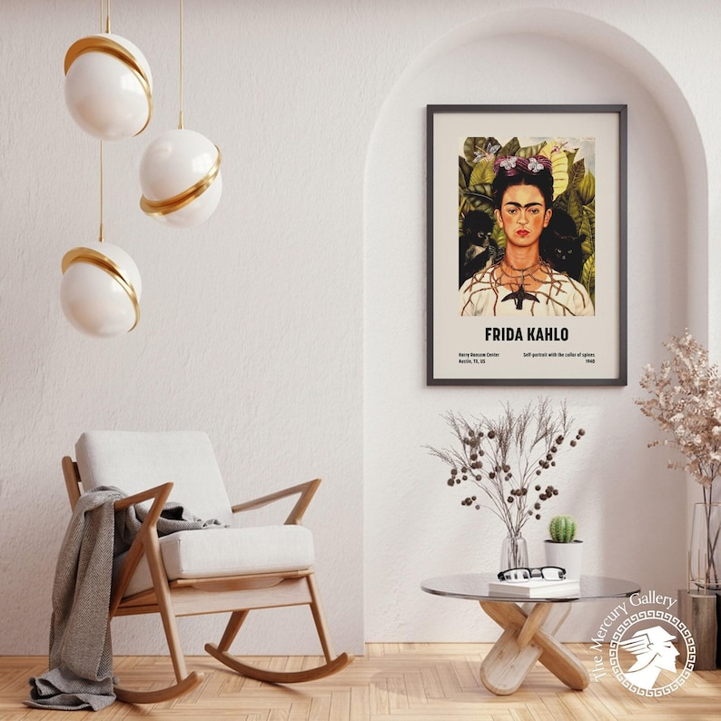 Frida Kahlo Self-Portrait Art Print, Feminist Artwork, Vintage Gallery Wall Art image 1