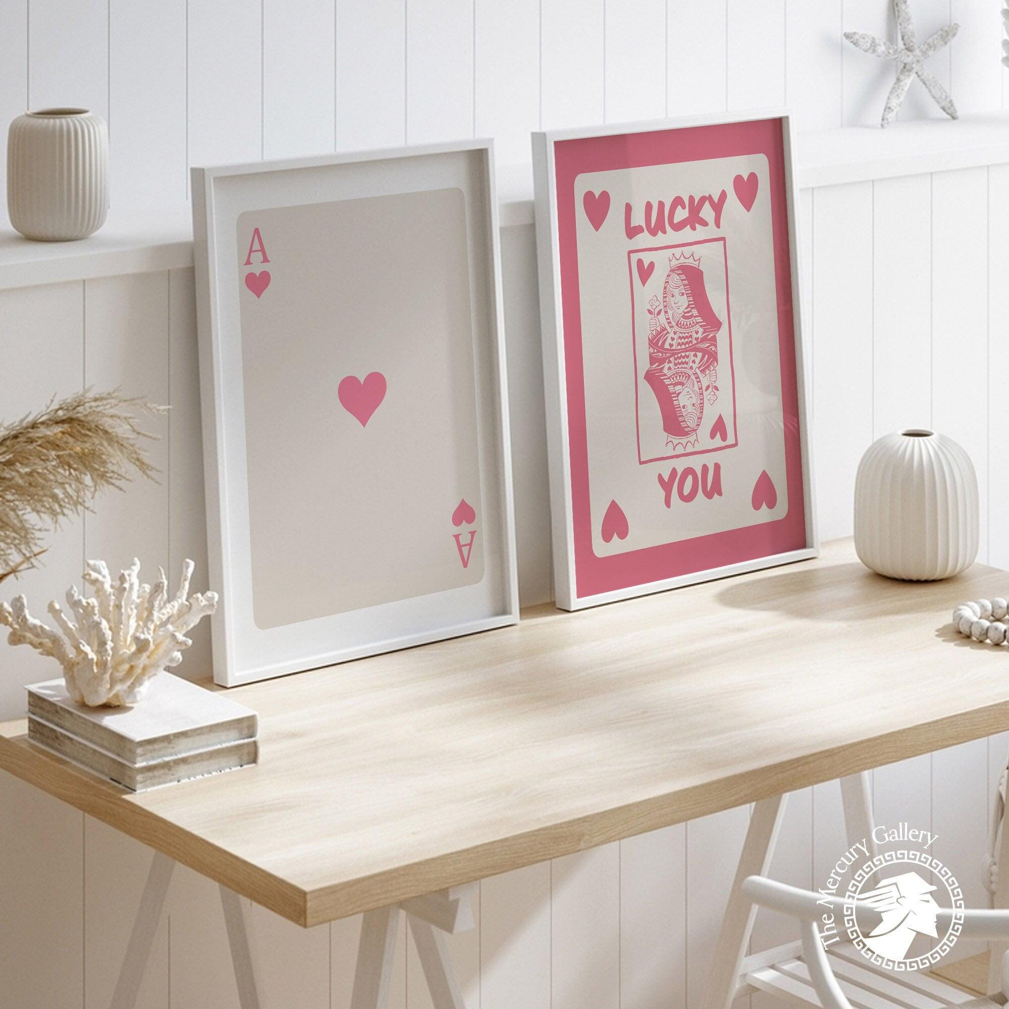 Pink Ace Card Print Set, Retro Trendy Wall Art - Etsy