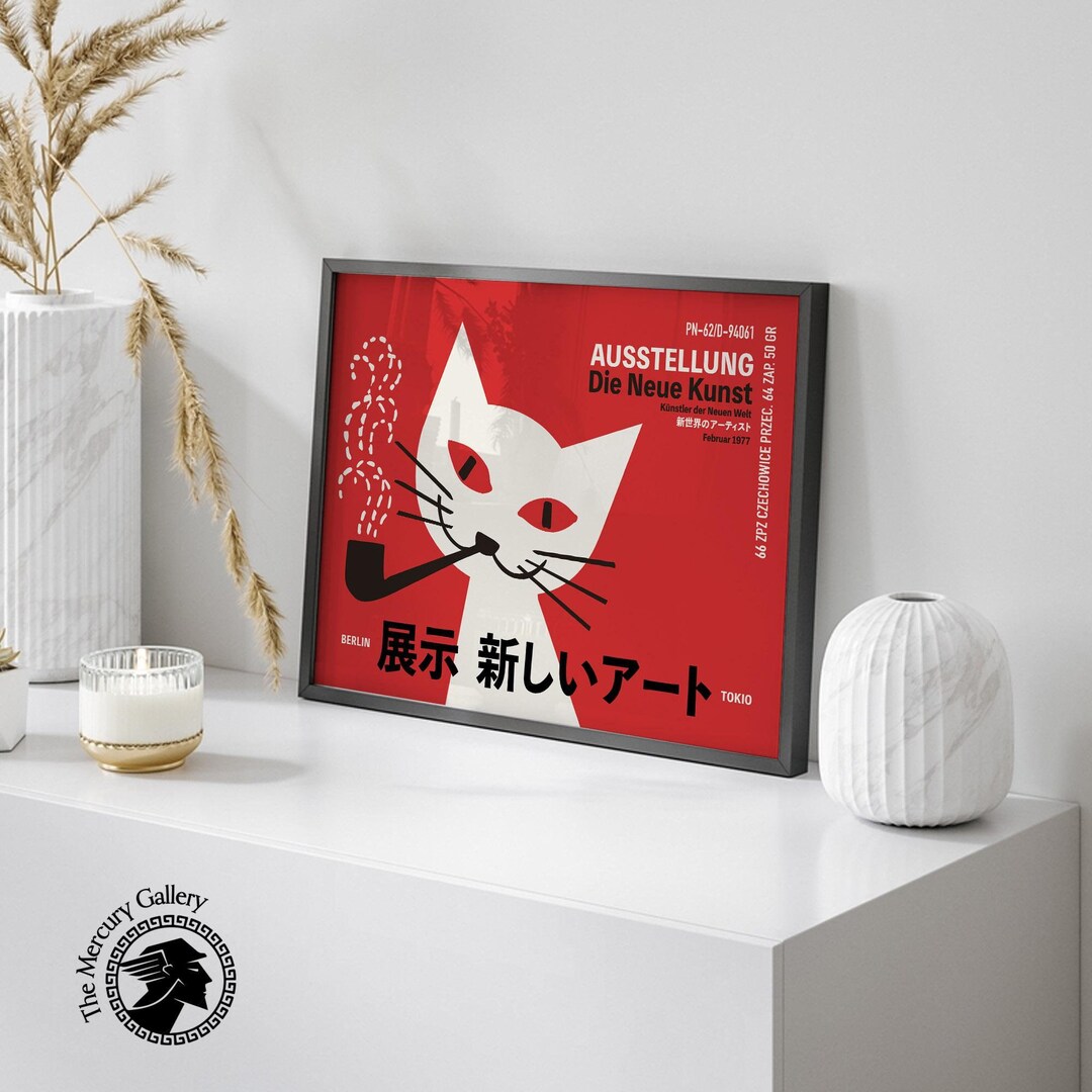 German Japanese Cat Exhibition Poster: Quirky Home Decor - Etsy