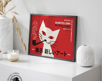 German Japanese Cat Exhibition Poster: Quirky Home Decor - Etsy