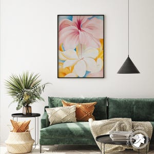 Georgia O’Keeffe Hibiscus Plumeria Print, Tropical Floral Abstraction image 4