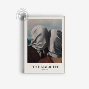 Cartel de Rene Magritte, The Lovers - 1928, Arte de pared inspirador, Impresiones de arte de pared moderno, Idea de regalo de arte moderno, Arte de pared grande imagen 5