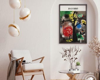 Joan Miró Exhibition Poster, Woman and Birds, Galerie Berggruen Paris