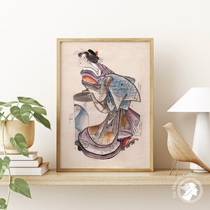 Hokusai Art Print, Japanese woman from Album of Sketches, Japan Wall Art, Hokusai Wall Art, Japanese Art Print, Japanese Decor