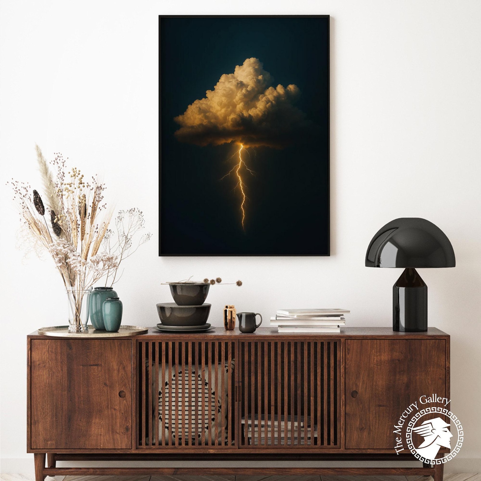 Lightning Storm Wall Art Print With Dramatic Cloud and Thunderbolt ...