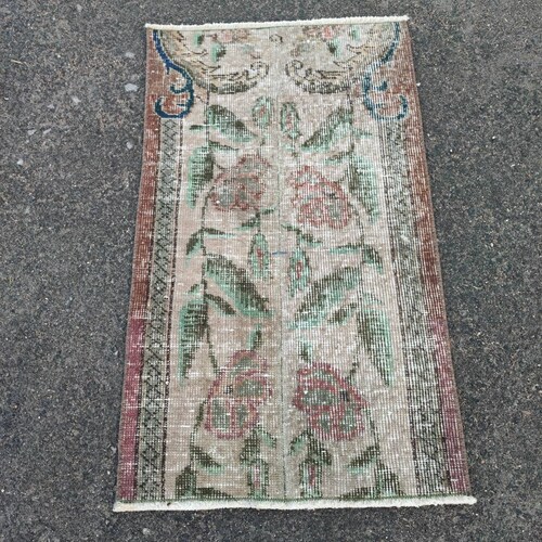 2x3 Handmade Doormat Rug,Small Vintage Rug,Mini Rug,2x3 Oushak Doormat rug, Bath Mat Rug,Turkish Doormat Rug, Wool shops Doormat Rug,2x3 Tiny Rug