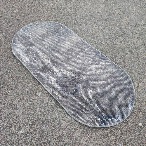 1x3 Gray Turkish Doormat Rug,Oval Doormat Rug,1x3 Oval Bath Mat,Gray Tiny Rug,1x3 Handmade Doormat Rug,Small Vintage shops rug,1x3 Kitchen Doormat