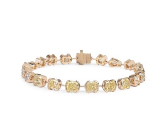Color Mix Shape Natural Diamond 18K Yellow Gold Bracelet 13.24 Ct VS Clarity Gift GIA Luxury Certified Jewelry For Women